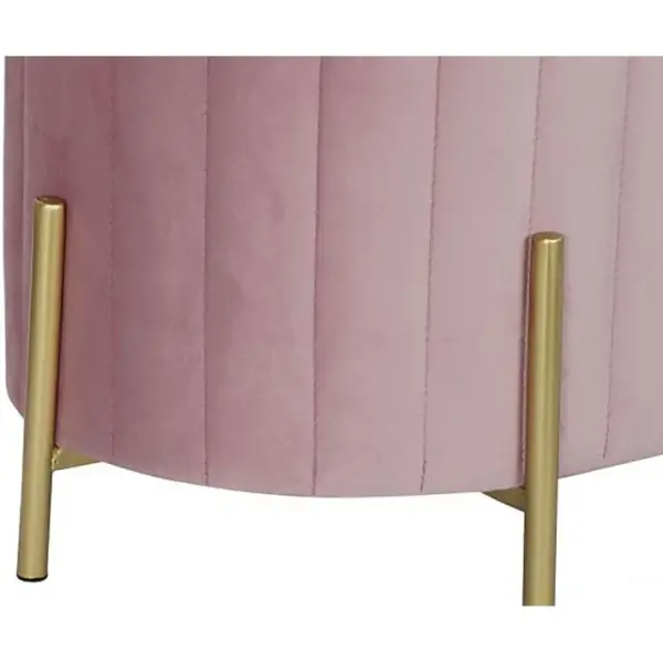 Ensemble De 2 Banquettes En Métal Et Polyester Coloris Rose Et Pieds Doré