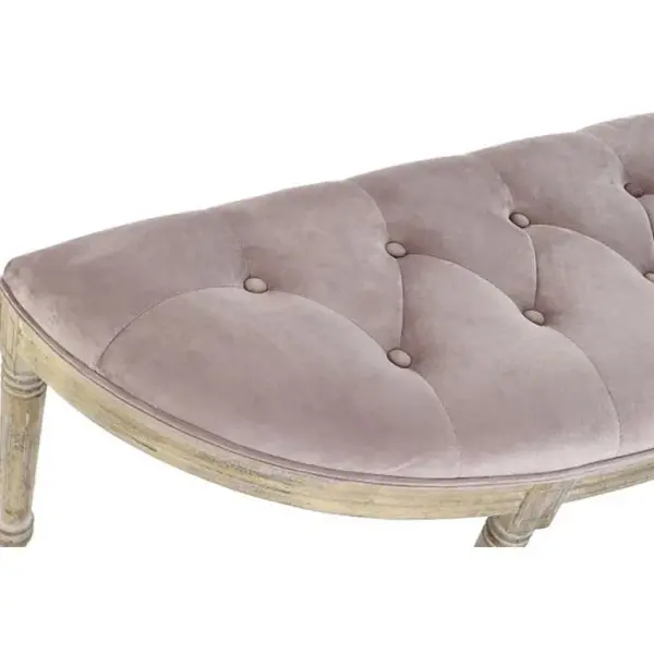 Banquette En Velours Et Bois De Caoutchouc Coloris Rose Pâle/ Naturel - L. 125 X P. 43 X H. 48 Cm