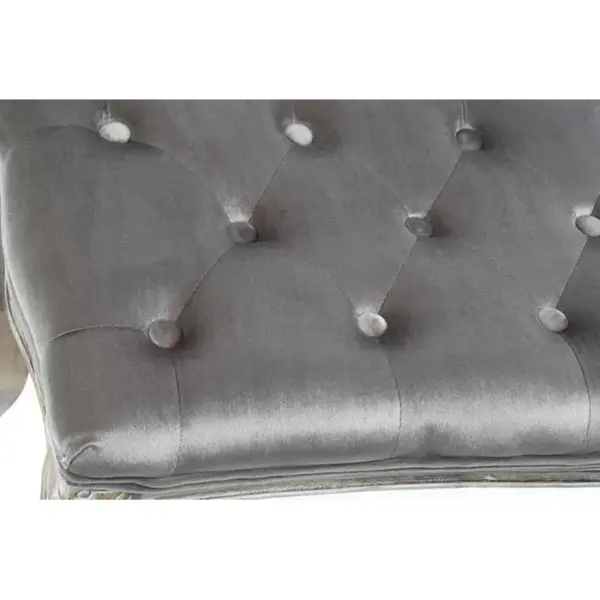 PEGANE Banquette En Velours Et Bois De Caoutchouc Coloris Gris Foncé- L. 112 X P. 38 X H. 48 Cm