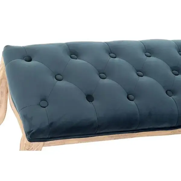 PEGANE Banquette En Velours Et Bois De Caoutchouc Coloris Vert Bleuté - L. 110 X P. 37 X H. 49 Cm