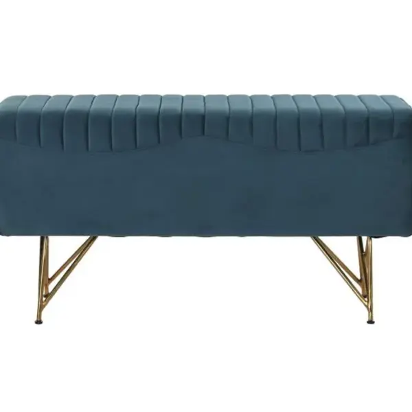 Banquette En Métal Et Polyester Coloris Turquoise - Longueur 90 X Profondeur 31 X Hauteur 47 Cm