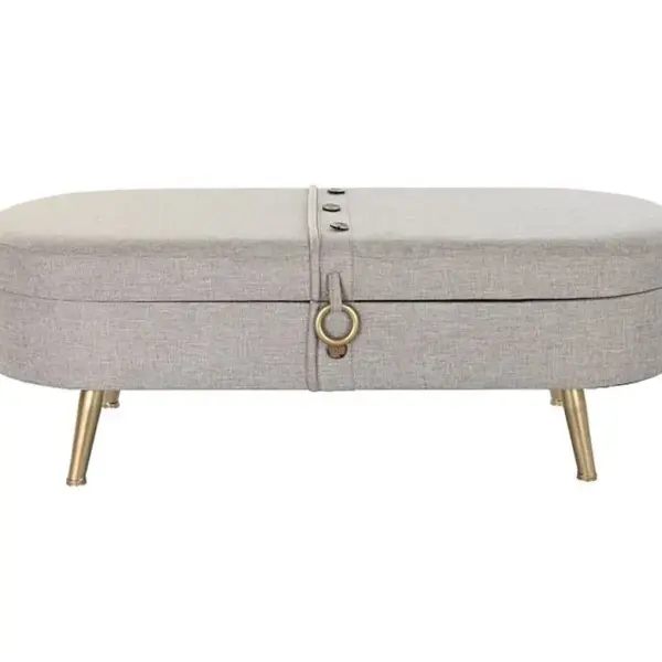 Banquette Coffre En Métal Coloris Gris - Longueur 114 X Profondeur 44 X Hauteur 43 Cm