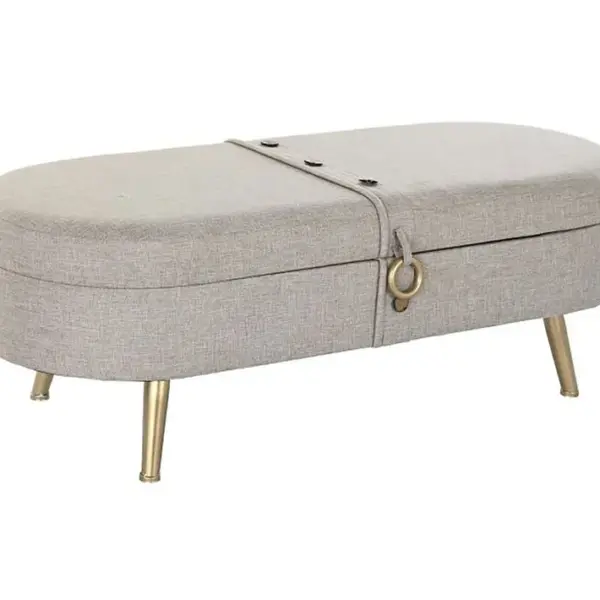 Banquette Coffre En Métal Coloris Gris - Longueur 114 X Profondeur 44 X Hauteur 43 Cm