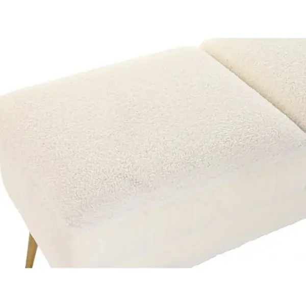 Banquette En Métal Coloris Blanc Et Pieds Doré- Longueur 106 X Profondeur 45 X Hauteur 50 Cm