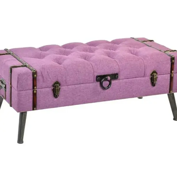 Banquette Coffre En Métal Et Mdf Coloris Fuchsia - Longueur 102 X Profondeur 42 X Hauteur 40,5 Cm