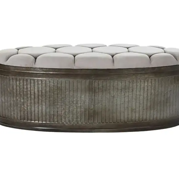 Banquette Coffre En Métal Coloris Beige - Longueur 121 X Profondeur 44 X Hauteur 47,5 Cm