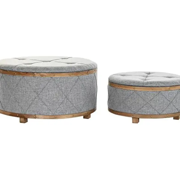 Ensemble De 2 Banquettes Coffres En Bois Coloris Gris Clair