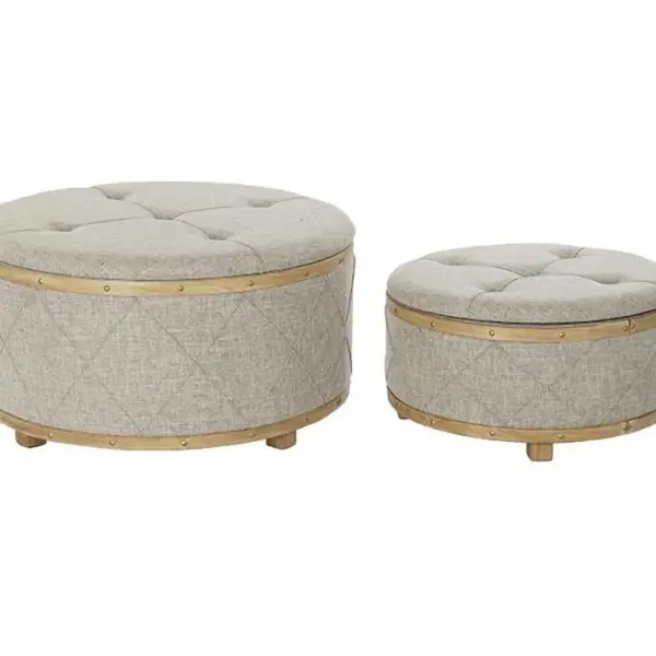 Ensemble De 2 Banquettes Coffres En Bois Coloris Beige