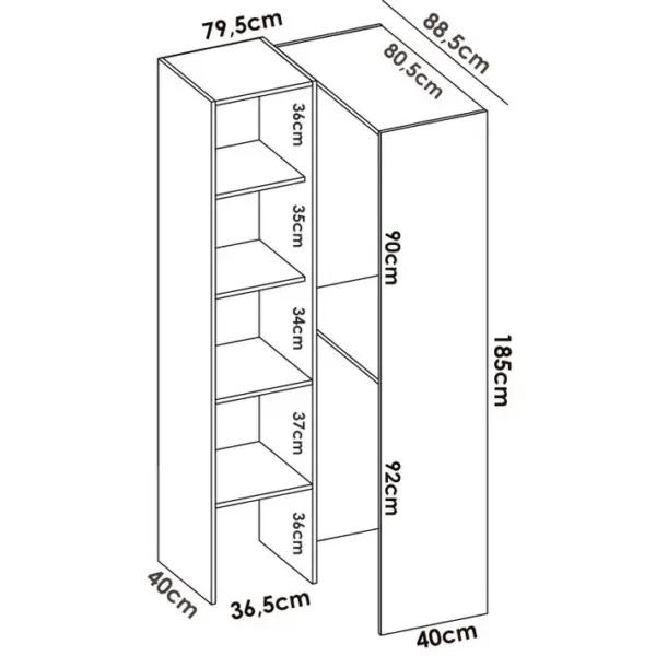 Armoire Dressing Dangle En Panneaux De Particules Mélaminés - L. 79.5 X P. 88.5 X H. 185 Cm