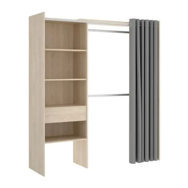 Armoire Dressing Extensible En Panneau De Particules Coloris Chêne Naturel