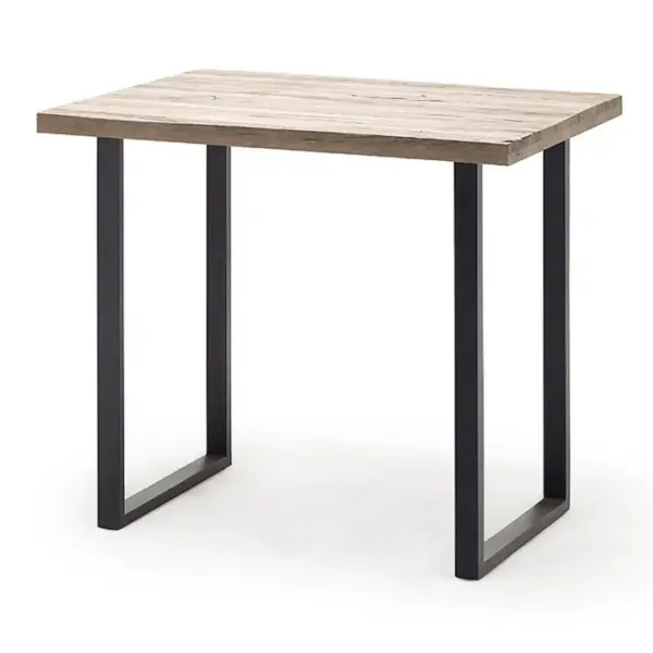 Table De Bar Coloris Chêne Blanchi / Pieds Coloris Anthracite - L. 120 X H. 95 X P. 80 Cm