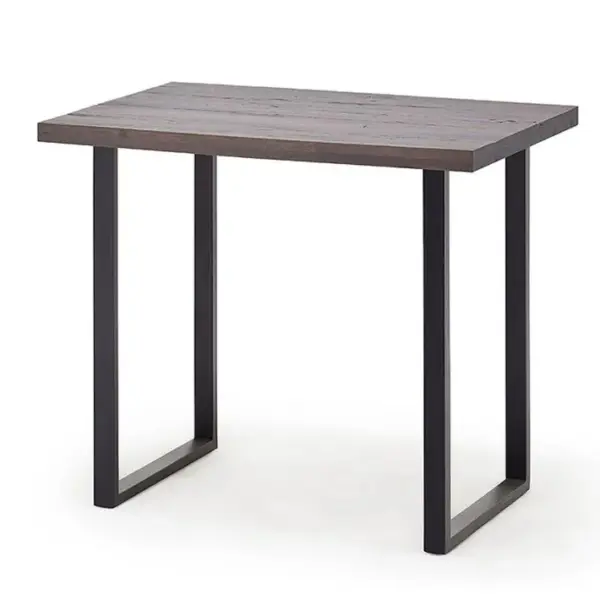 Table De Bar Coloris Chêne Vieilli / Pieds Coloris Anthracite - L. 120 X H. 95 X P. 80 Cm