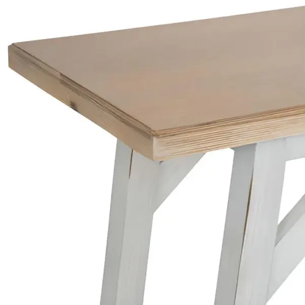 Table De Console, Meuble De Console En Bois Coloris Blanc, Naturel - L. 120 X P. 35 X H. 83,5 Cm