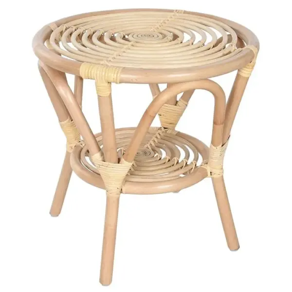 Ensemble De 2 Chaises Et 1 Table En Bois De Rotin Coloris Naturel