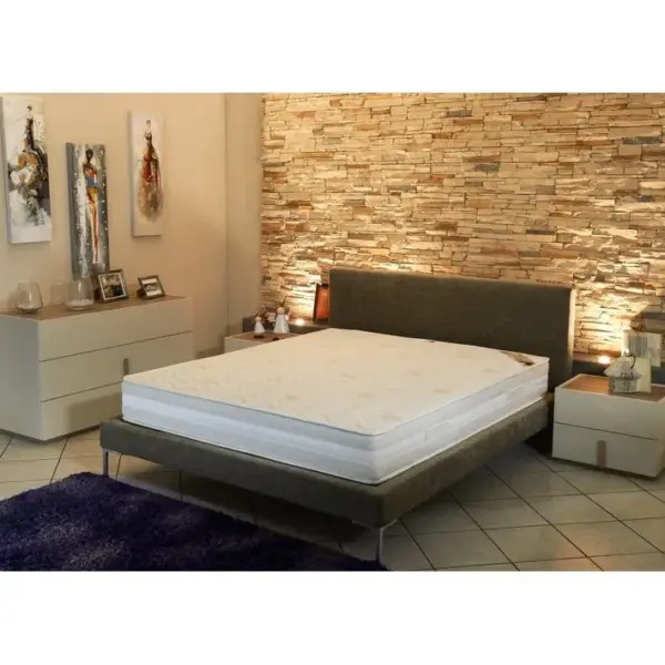 Lit Frederic Gris 160x200 Avec Sommier Et Matelas Super Deluxe Complet