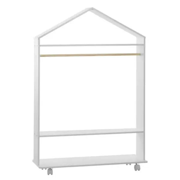 Penderie à Roulettes Enfant Douceur - L. 80 X H. 120 Cm - Blanc