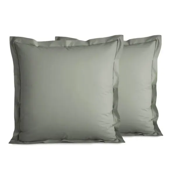 Taie Doreiller Percale De Coton Peigné -julian Ardoise - 65 X 65 Cm Volant Plat Piqué