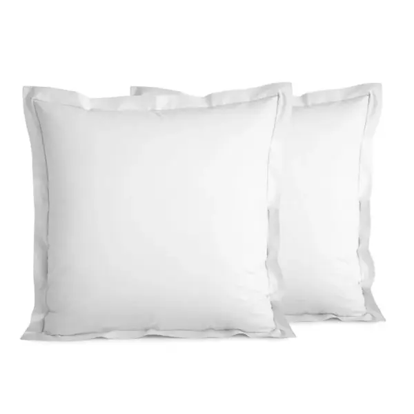 Taie Doreiller Percale De Coton Peigné -julian Neige - 65 X 65 Cm Volant Plat Piqué