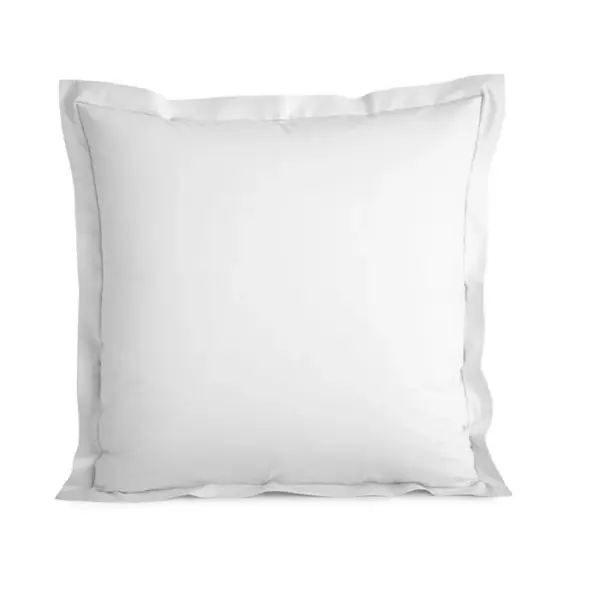 Taie Doreiller Percale De Coton Peigné -julian Neige - 65 X 65 Cm Volant Plat Piqué