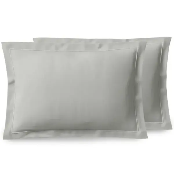 Taie Doreiller Percale De Coton Peigné -julian Perle - 50 X 70 Cm Volant Plat Piqué