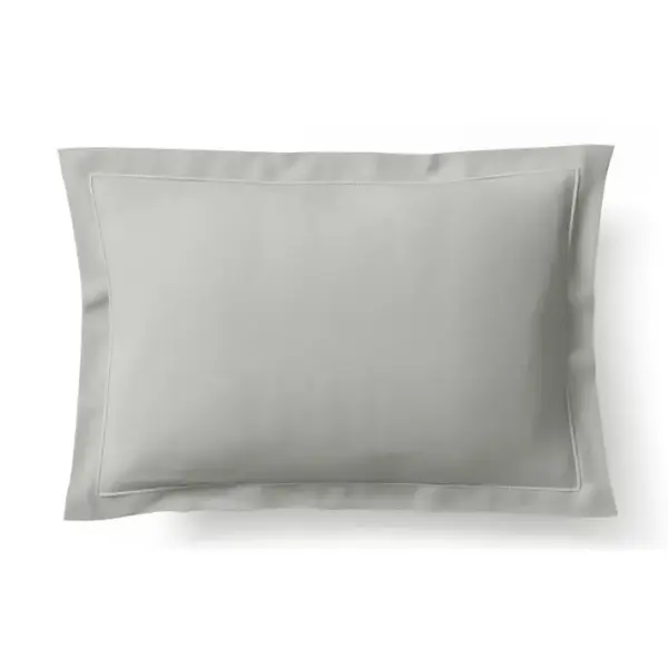 Taie Doreiller Percale De Coton Peigné -julian Perle - 50 X 70 Cm Volant Plat Piqué