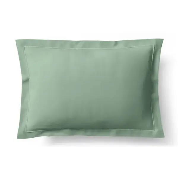 Taie Doreiller Percale De Coton Peigné -julian Céladon - 50 X 70 Cm Volant Plat Piqué