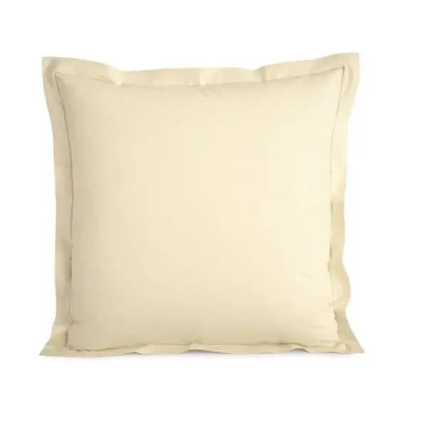 Taie Doreiller Percale De Coton Peigné -julian Ivoire - 65 X 65 Cm Volant Plat Piqué