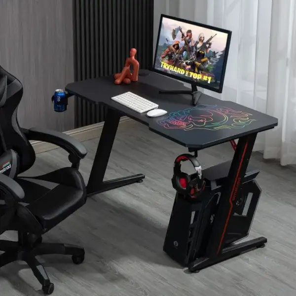 Bureau Informatique Gamer Ams-desk120z-skrain - 1m20 - Design tête De Mort Arc-en-ciel