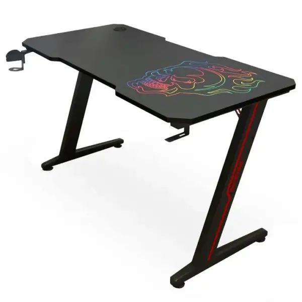 Bureau Informatique Gamer Ams-desk120z-skrain - 1m20 - Design tête De Mort Arc-en-ciel