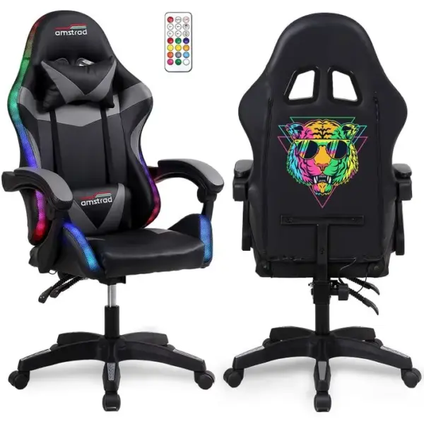 Fauteuil Gamer Ams-900-led-tiger - Serigraphie tiger - Eclairage LED 366 Effets - Télécommande