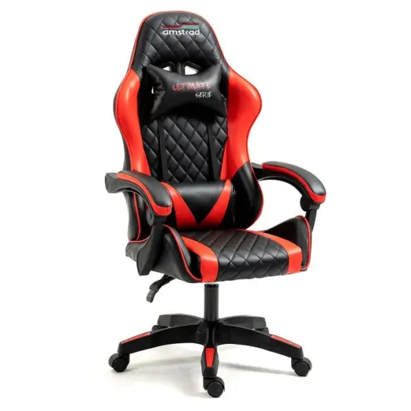 Fauteuil Gamer Ultimate-red Coloris Rouge et Noire - Coussin Lombaire et Appuie Tête