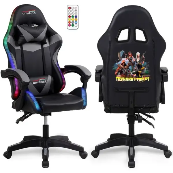 Fauteuil Gamer Ams-900-led-top1- Serigraphie top 1 - Eclairage LED 366 Effets - Télécommande