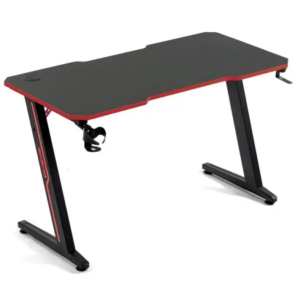 Desk120z-red Bureau Informatique Finition Rouge - 1m20 - Style Carbone - Porte Casque et Gobelet