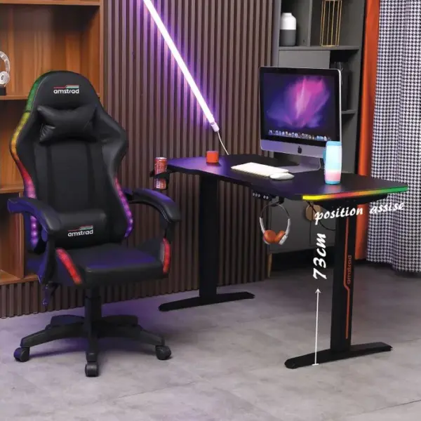 Bureau Informatique Electrique Gamer Desk120z-led-flex Assis Debout - Rgb - 1m20 - Télécommande