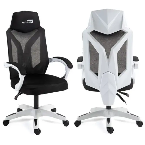 Fauteuil Gamer Ou Bureau Ams-210-white Tissu Type Mesh - Coloris Blanc et Noir