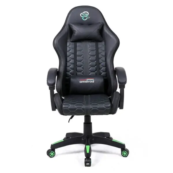 Fauteuil Gaming Ams-led-venom - Simili Cuir Noir Et Vert - Eclairage LED 366 Effets - Télécommande