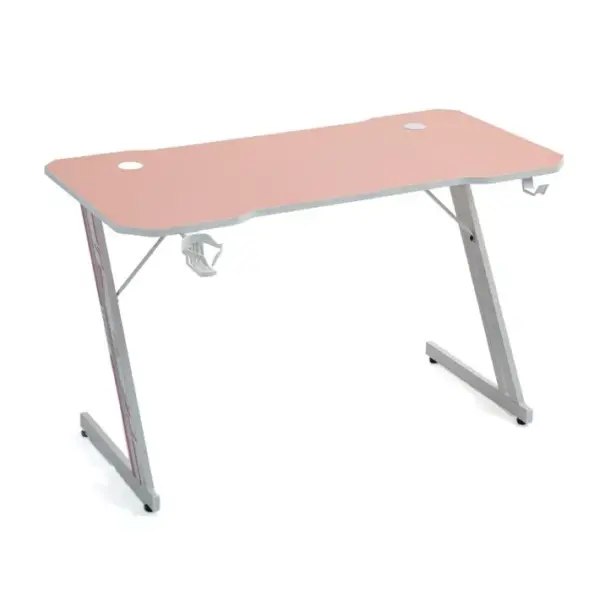 Desk120z-pink Bureau Informatique Finition Rose - 1m20 - Style Carbone - Porte Casque et Gobelet