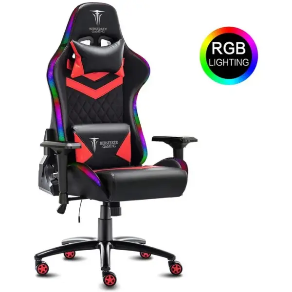 Fauteuil De Gaming Avec Accoudoirs 4d - Noir/rouge - Rétro Éclairage LED Rvb - Thor