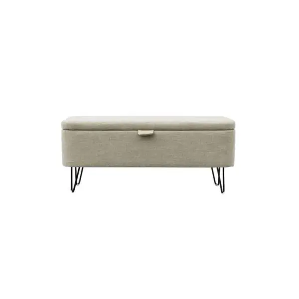 LOUNGITUDE Bout De Lit Poly Avec Coffre De Rangement Et Pieds En Métal - Beige