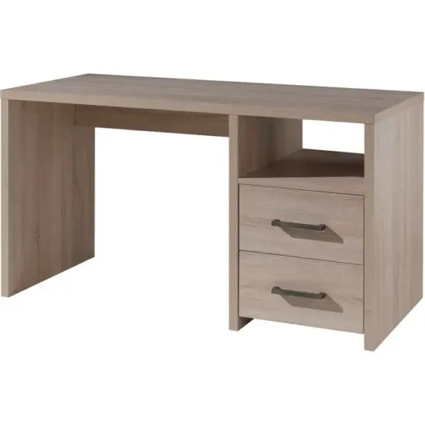 Bureau 2 Tiroirs 1 Niche Bois Naturel