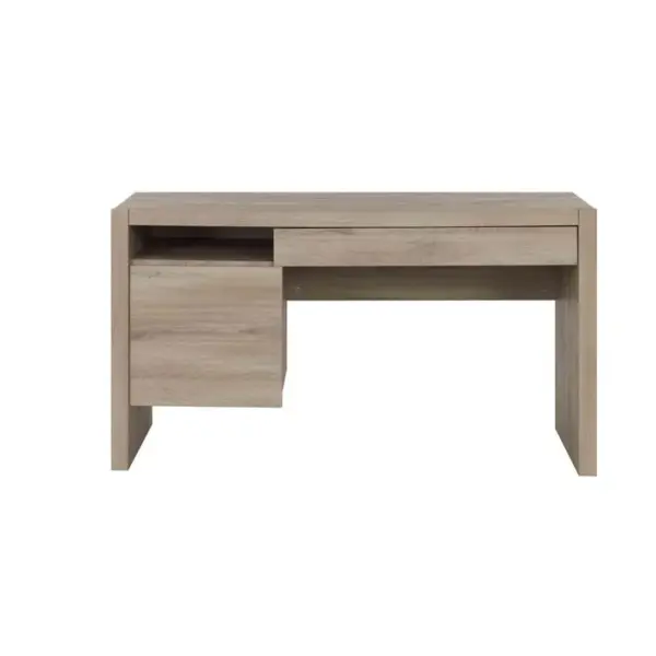 Bureau Avec Rangements Tiroir + Porte Bois Naturel