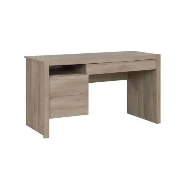 Bureau Avec Rangements Tiroir + Porte Bois Naturel