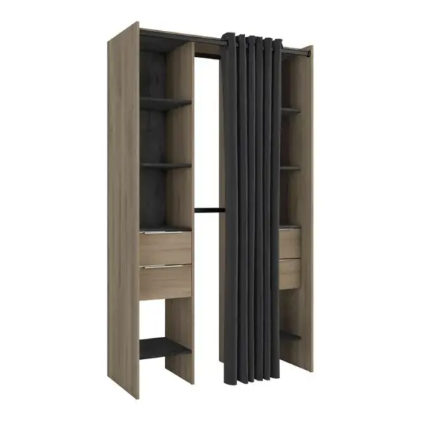 Dressing Extensible Avec Rideau Bois Naturel