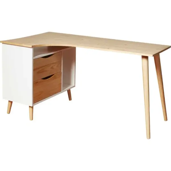 Bureau Dangle En Bois Style Scandinave Tiroir + Niche Bois Clair