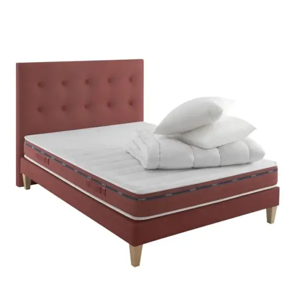 Ensemble Matelas Latex, Sommier, Pieds, Couette Et Oreiller Crépuscule 500 Soutien Ferme 140 X 190