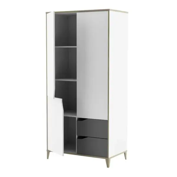 Armoire 2 Portes 2 Tiroirs Blanc