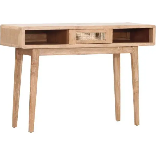 Console 1 Tiroir et 2 Niches En Teck archi 110cm Naturel