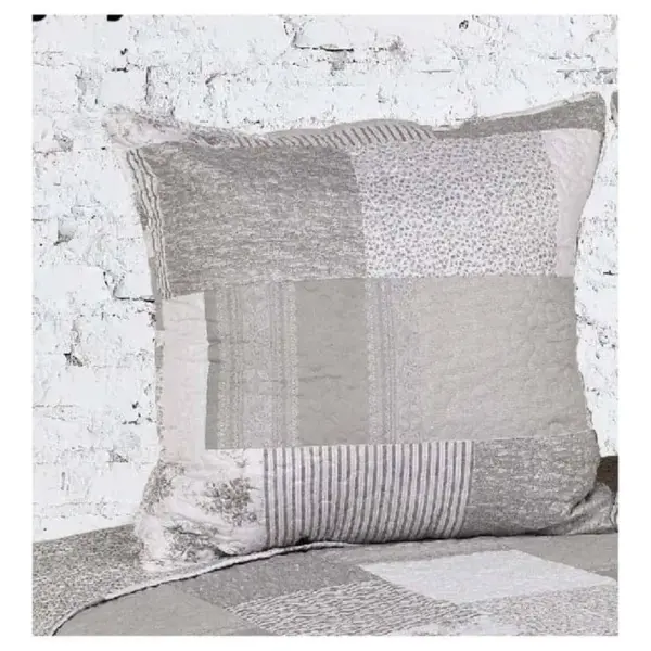 Couvre Lit Microfibre Matelassé Façon Patchwork Grey 230x250cm