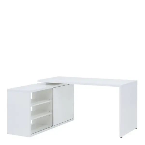 Bureau Dangle Réversible 150 Cm Blanc Avec Rangements - Snow