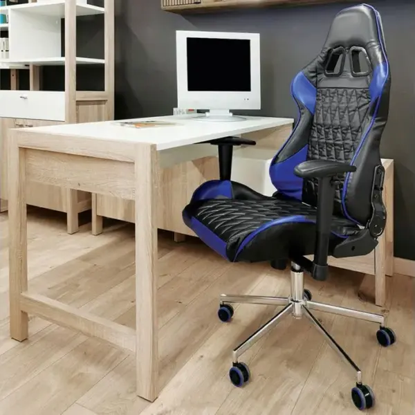 Fauteuil De Bureau Gaming Noir Et Bleu Dossier Inclinable - Game Over